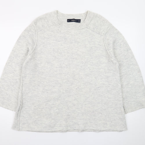 Zara Women Grey Wool Blend Knit Pullover Jumper Size S