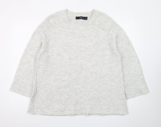 Zara Women Grey Wool Blend Knit Pullover Jumper Size S