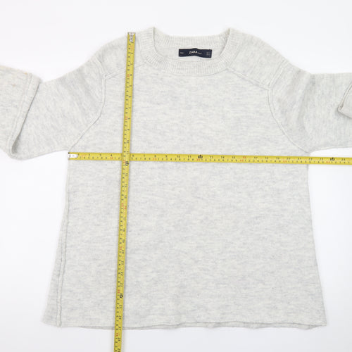 Zara Women Grey Wool Blend Knit Pullover Jumper Size S