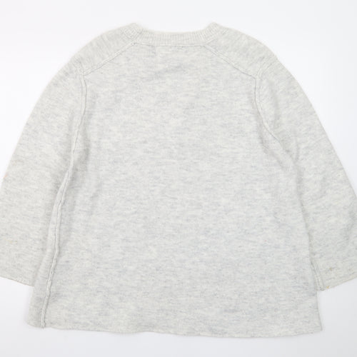 Zara Women Grey Wool Blend Knit Pullover Jumper Size S