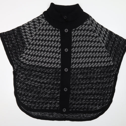 Virtuelle Women's Black Roll Neck Button Cape Jumper Size XL