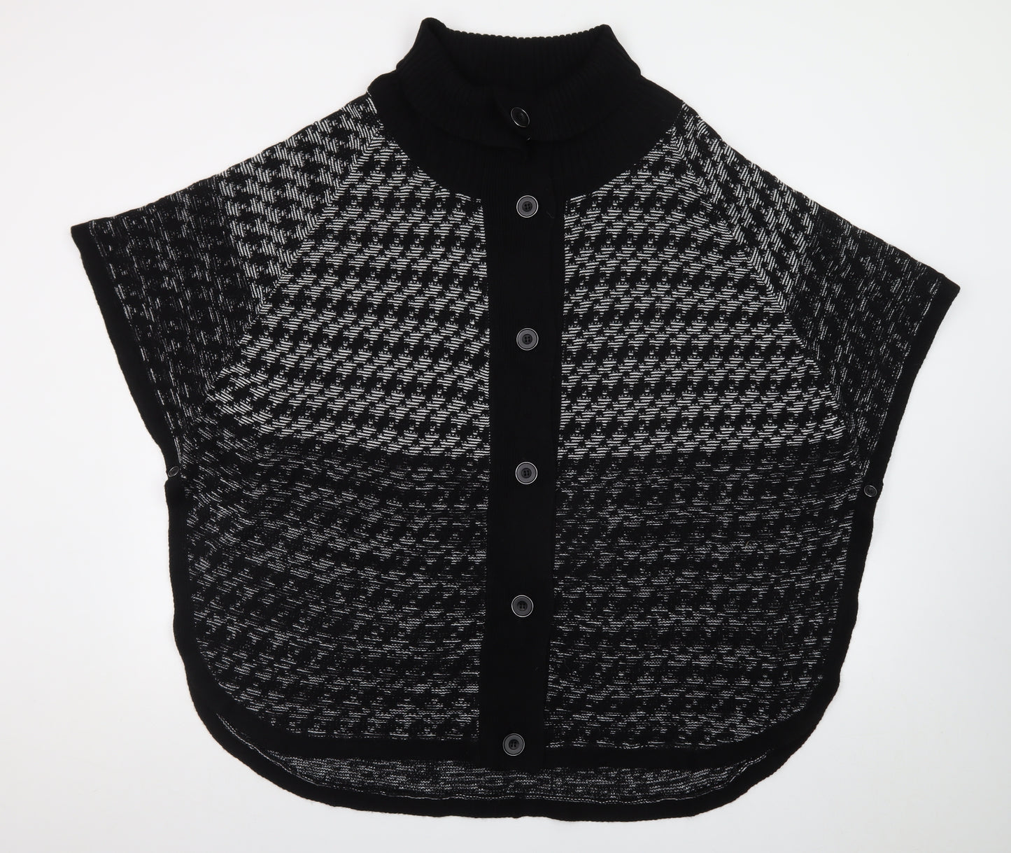 Virtuelle Women's Black Roll Neck Button Cape Jumper Size XL