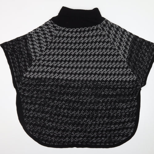 Virtuelle Women's Black Roll Neck Button Cape Jumper Size XL