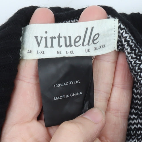 Virtuelle Women's Black Roll Neck Button Cape Jumper Size XL