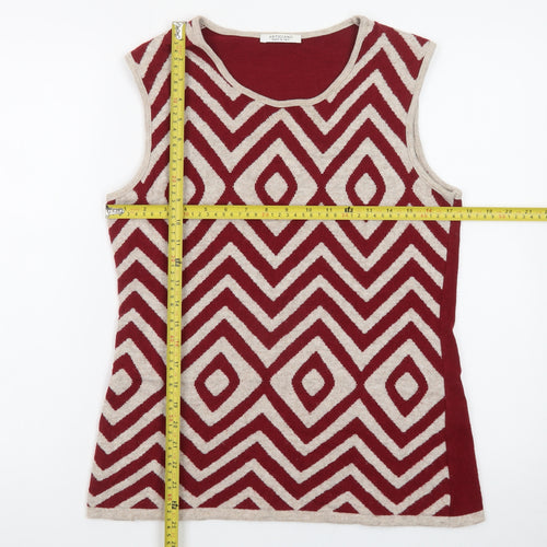 Artigiano Women's Red Geometric Knit Sleeveless Vest M