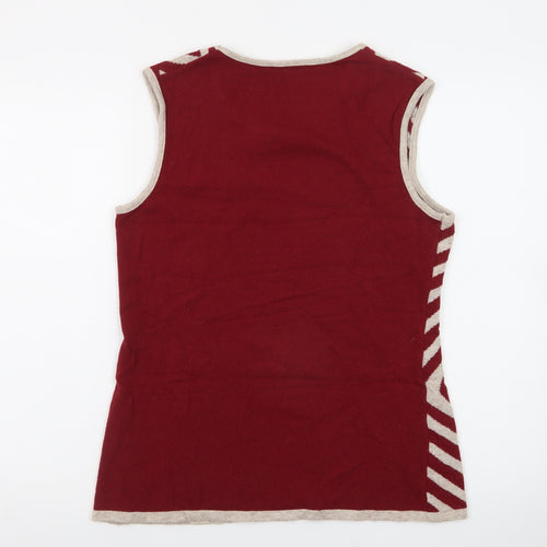 Artigiano Women's Red Geometric Knit Sleeveless Vest M