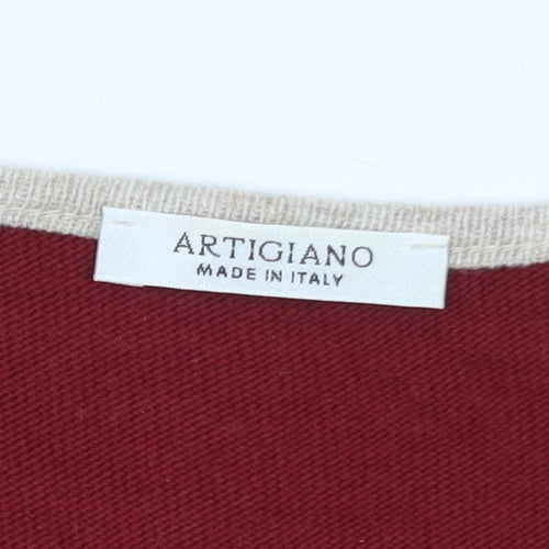 Artigiano Women's Red Geometric Knit Sleeveless Vest M