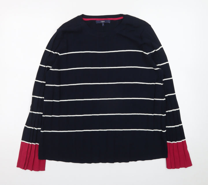 Next Women Navy Striped Long Sleeve Crew Neck Jumper Size 16