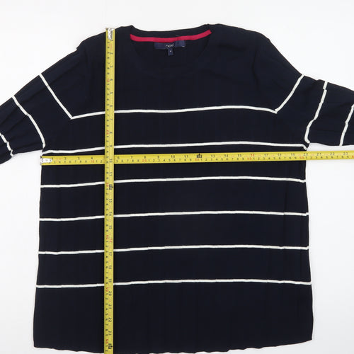 Next Women Navy Striped Long Sleeve Crew Neck Jumper Size 16