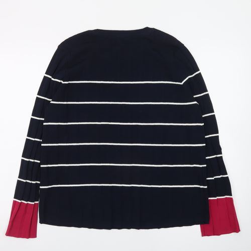 Next Women Navy Striped Long Sleeve Crew Neck Jumper Size 16