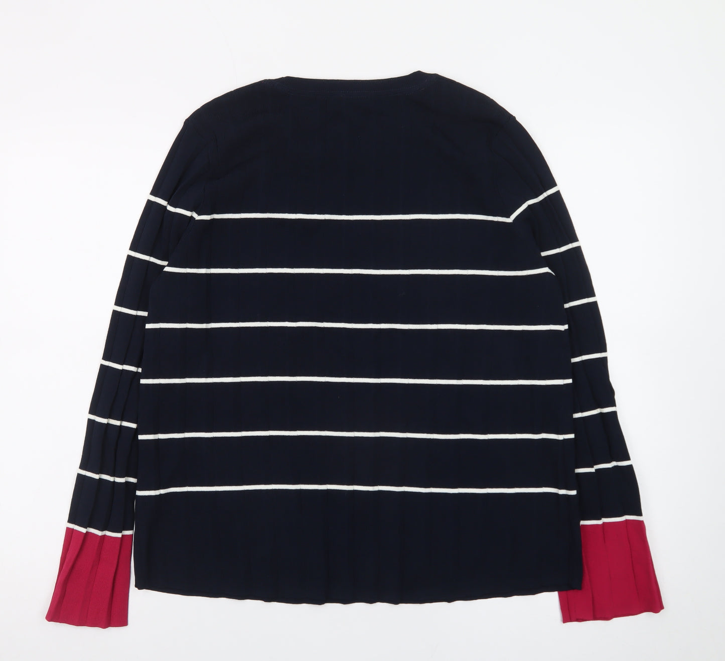 Next Women Navy Striped Long Sleeve Crew Neck Jumper Size 16