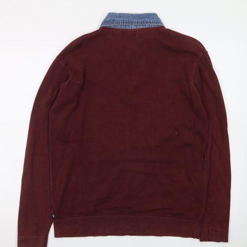 Marks and Spencer Men’s Brown Denim Collar Long Sleeve Cotton Polo M