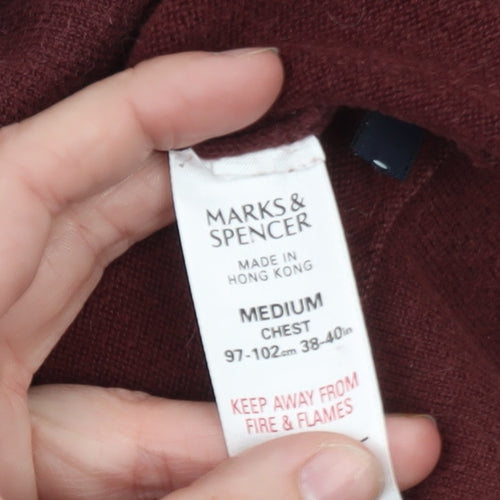 Marks and Spencer Men’s Brown Denim Collar Long Sleeve Cotton Polo M
