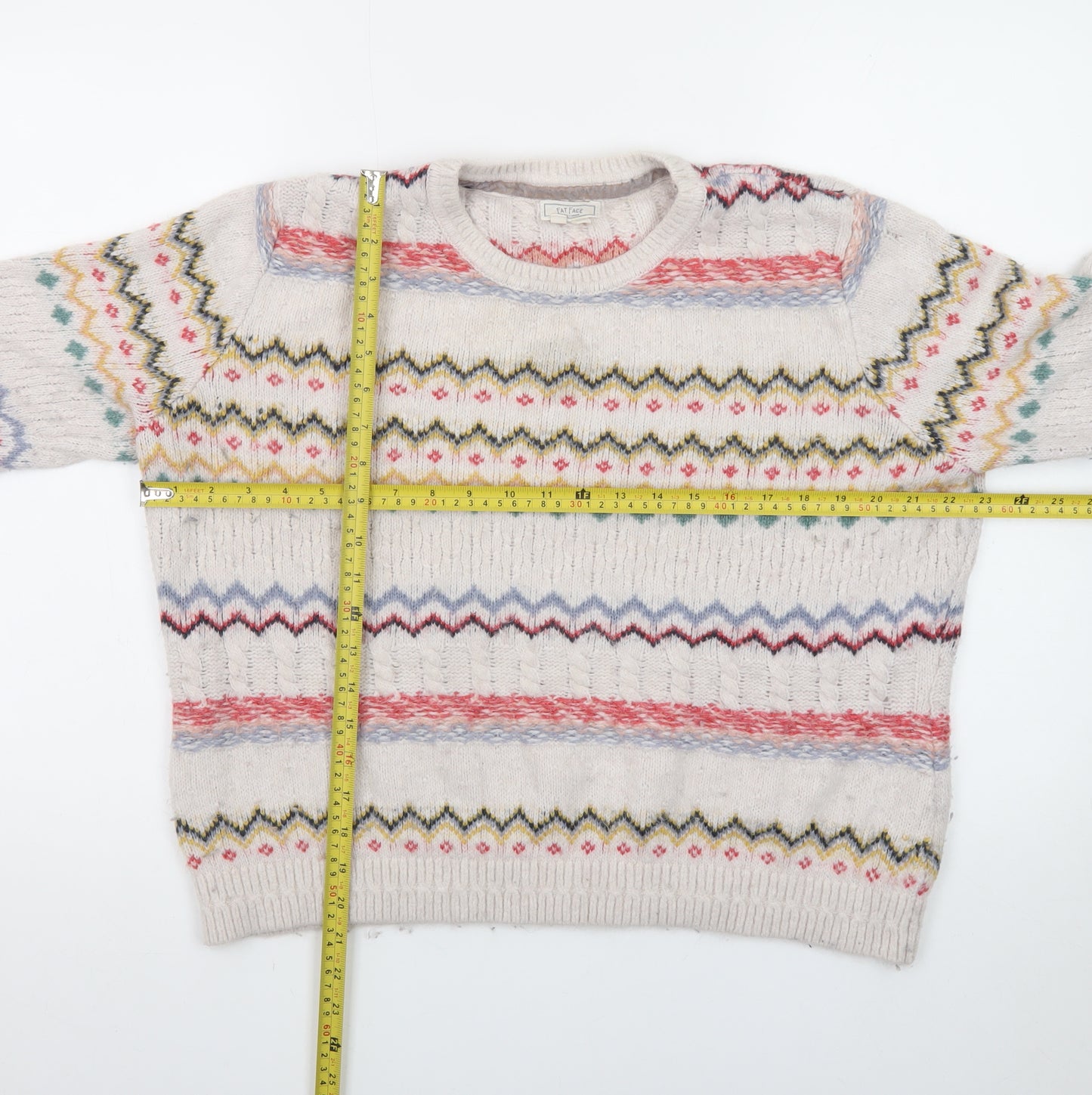 Fat Face Women's Beige Fair Isle Knit Jumper Size 14