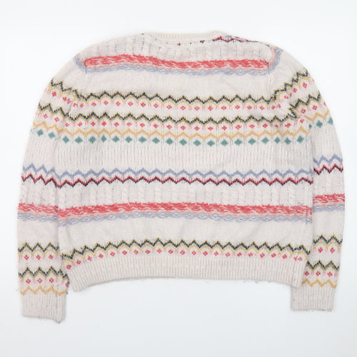 Fat Face Women's Beige Fair Isle Knit Jumper Size 14