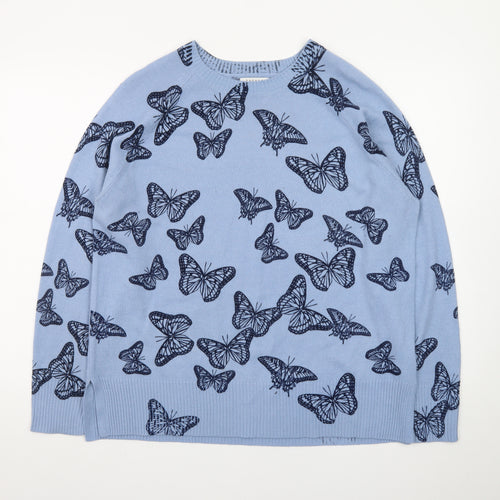 Papaya Women’s Blue Butterfly Print Pullover Jumper Size 18