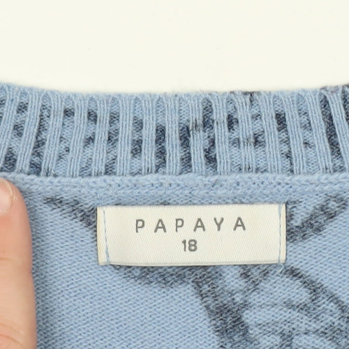 Papaya Women’s Blue Butterfly Print Pullover Jumper Size 18