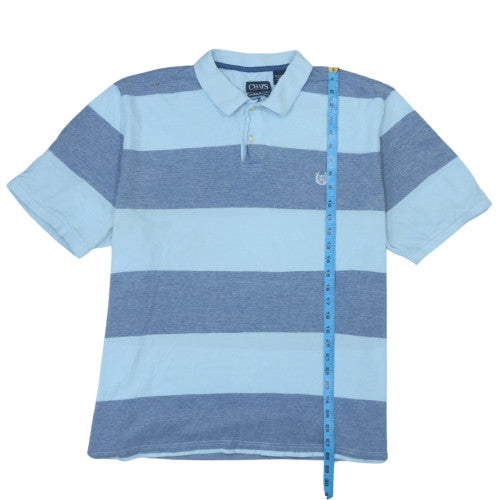 Chaps Men's Blue Striped 2XL Cotton Polo Shirt