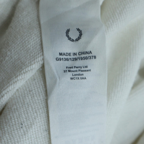 Fred Perry Men's White Pullover Hoodie M Classic Logo Style