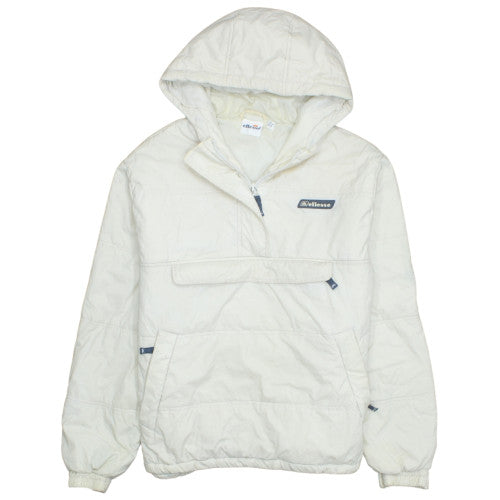 Ellesse Womens Ivory Hooded Anorak Jacket UK 14 Mid-Length Zip