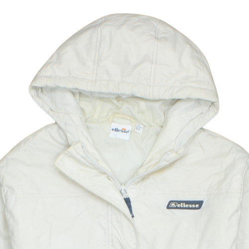 Ellesse Womens Ivory Hooded Anorak Jacket UK 14 Mid-Length Zip