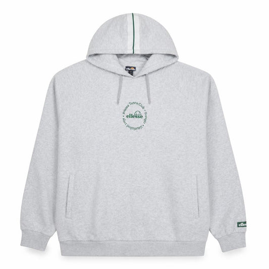 Front view of Ellesse Men's Grey XL Pullover Hoodie Fleece Tennis Club Logo