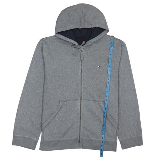 Tommy Hilfiger Mens Grey Full Zip Hoodie XL Classic Jersey Sweatshirt
