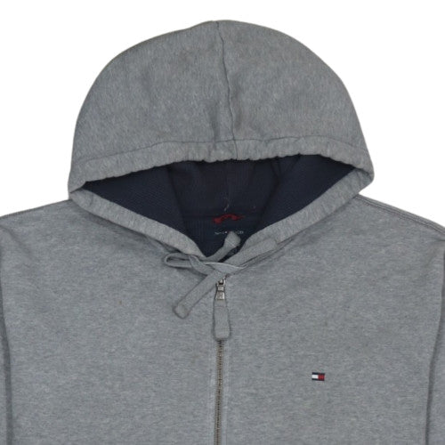 Tommy Hilfiger Mens Grey Full Zip Hoodie XL Classic Jersey Sweatshirt