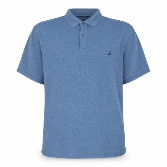 Front view of Nautica Men's Blue Cotton Short Sleeve Polo Shirt XL