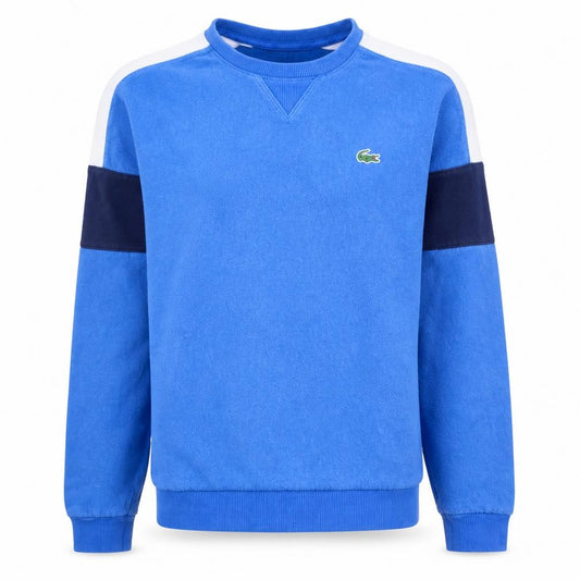 Front view of Lacoste Sport Men's Blue Crew Neck Long Sleeve Pullover Sweatshirt -, size S