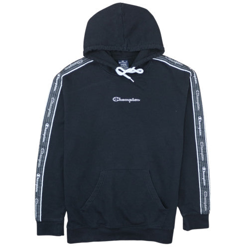 Champion Men's Black Pullover Hoodie Medium Embroidered Logo Fleece