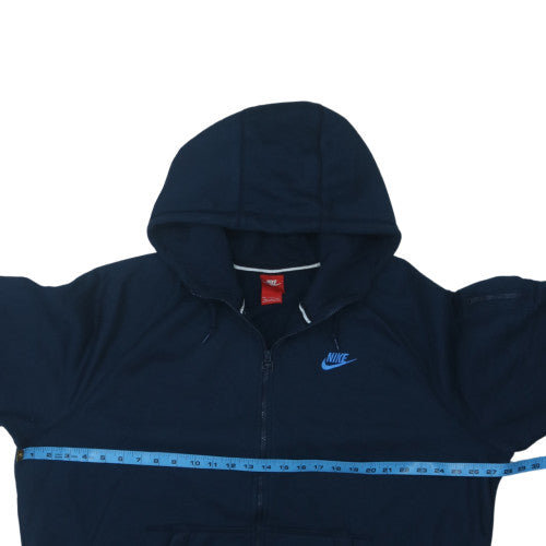 Nike Men's Blue Full Zip Hoodie 2XL Fleece Lined Sweatshirt