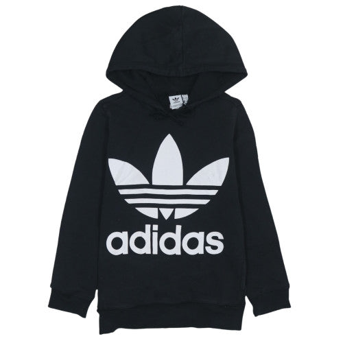 Adidas Womens Black Small Trefoil Pullover Hoodie Sweatshirt