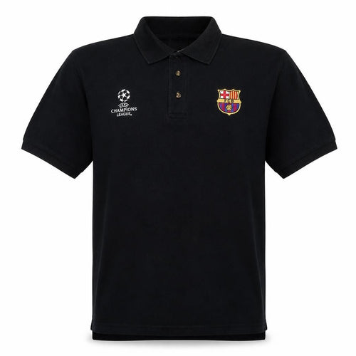 UEFA Champions League Mens Black Polo Shirt L Embroidered FCB Badge