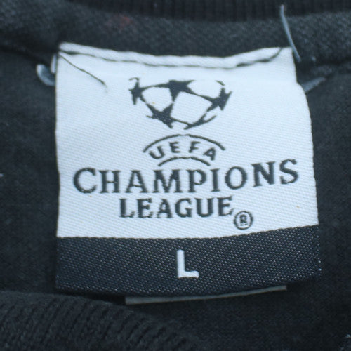 UEFA Champions League Mens Black Polo Shirt L Embroidered FCB Badge