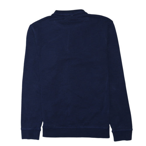 BOSS Mens Blue L 1/4 Zip High Neck Logo Sweatshirt