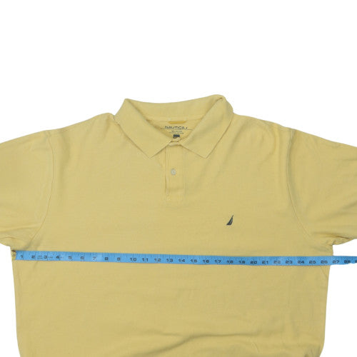 Nautica Men's Yellow 2XL Cotton Short Sleeve Polo Shirt Casual