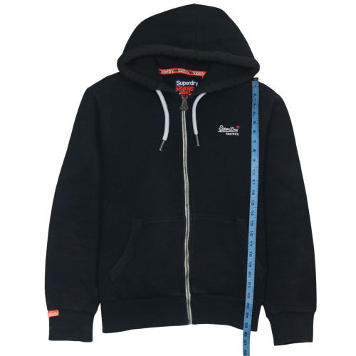 Superdry Mens Black Full Zip Hoodie Size M Fleece Orange Label