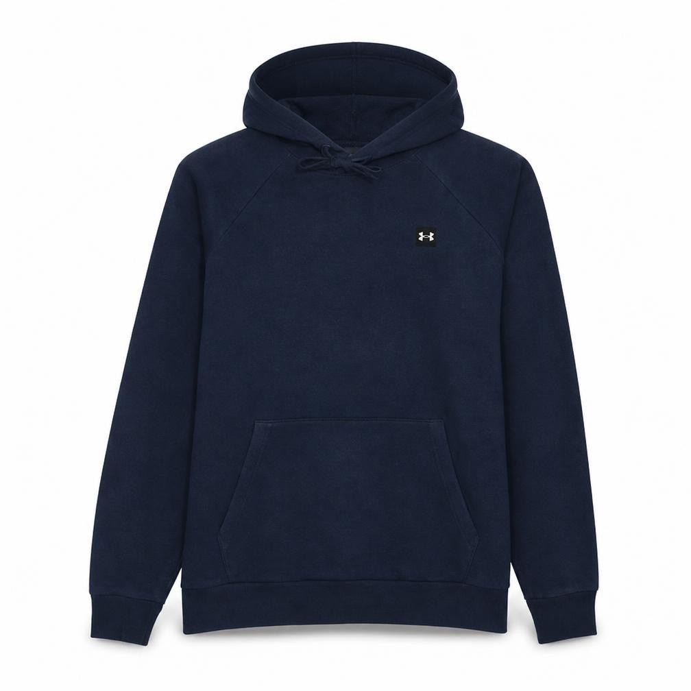 Front view of Under Armour Men's Blue Pullover Hoodie L Fleece Relaxed Fit