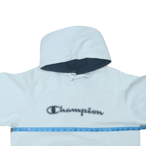 Champion Men's White Pullover Hoodie L Logo Fleece Sweatshirt