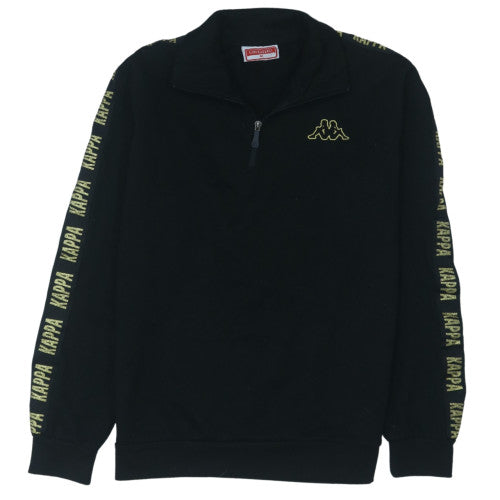 Kappa Womens Black 1/4 Zip Sweatshirt Medium Logo Sports Pullover