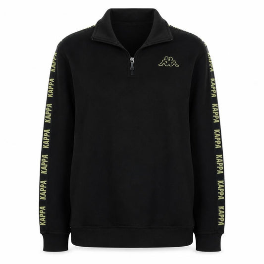 Front view of Kappa women’s black 1/4 zip sweatshirt medium logo sports pullover
