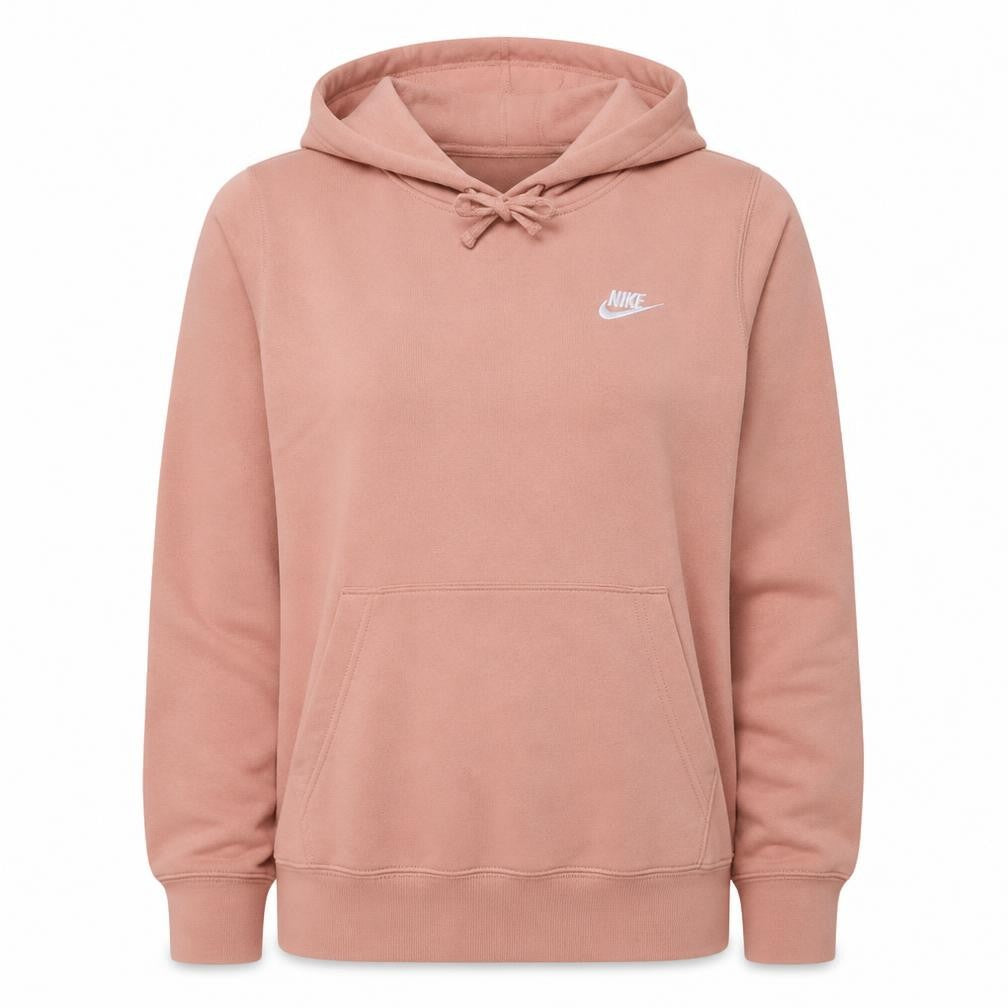 Front view of Nike women’s peach pullover hoodie small cotton blend casual