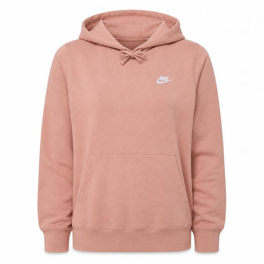 Front view of Nike women’s peach pullover hoodie small cotton blend casual