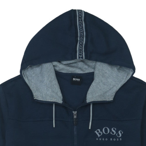 Hugo Boss Men's Blue Full Zip Hoodie XL Logo Cotton Blend
