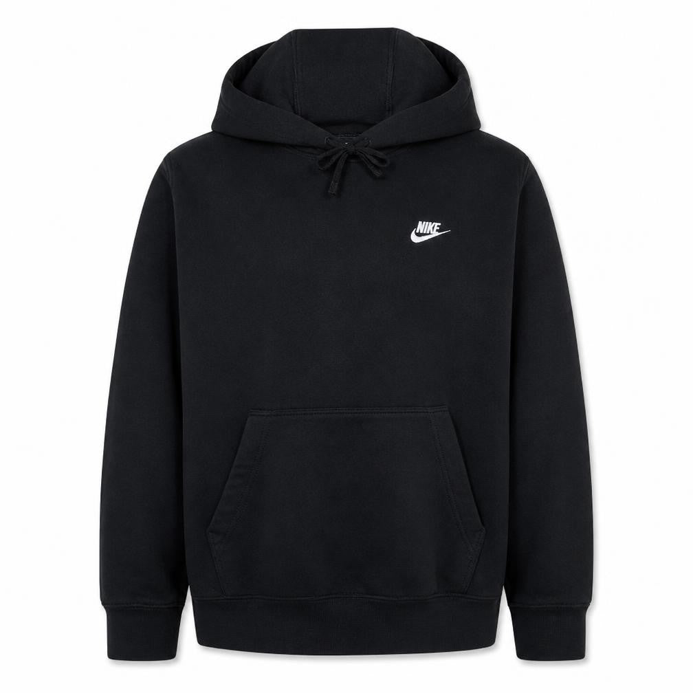 Front view of Nike Men's Black Pullover Hoodie M Regular Fit Fleece Sweatshirt