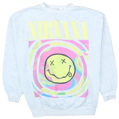 H&M Women’s Grey Nirvana Graphic Sweatshirt Medium 12 Pullover