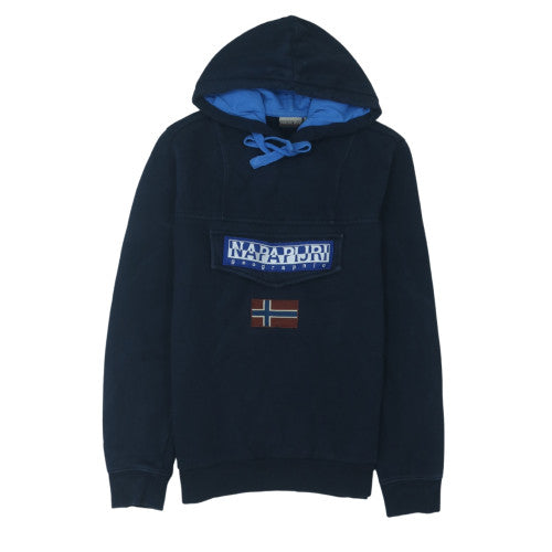 Napapijri Men’s Blue Logo Pullover Hoodie Size M