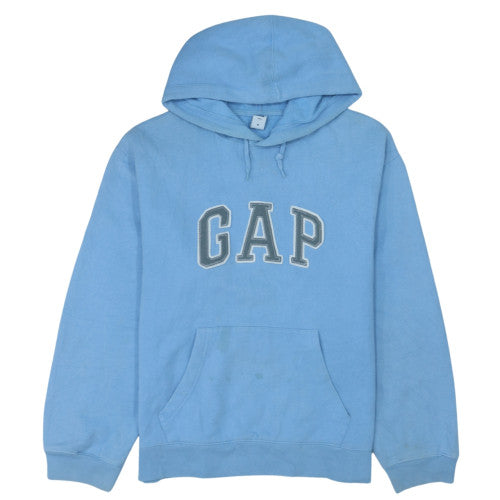 GAP Men's Blue Pullover Hoodie M Logo Fleece Cotton Blend