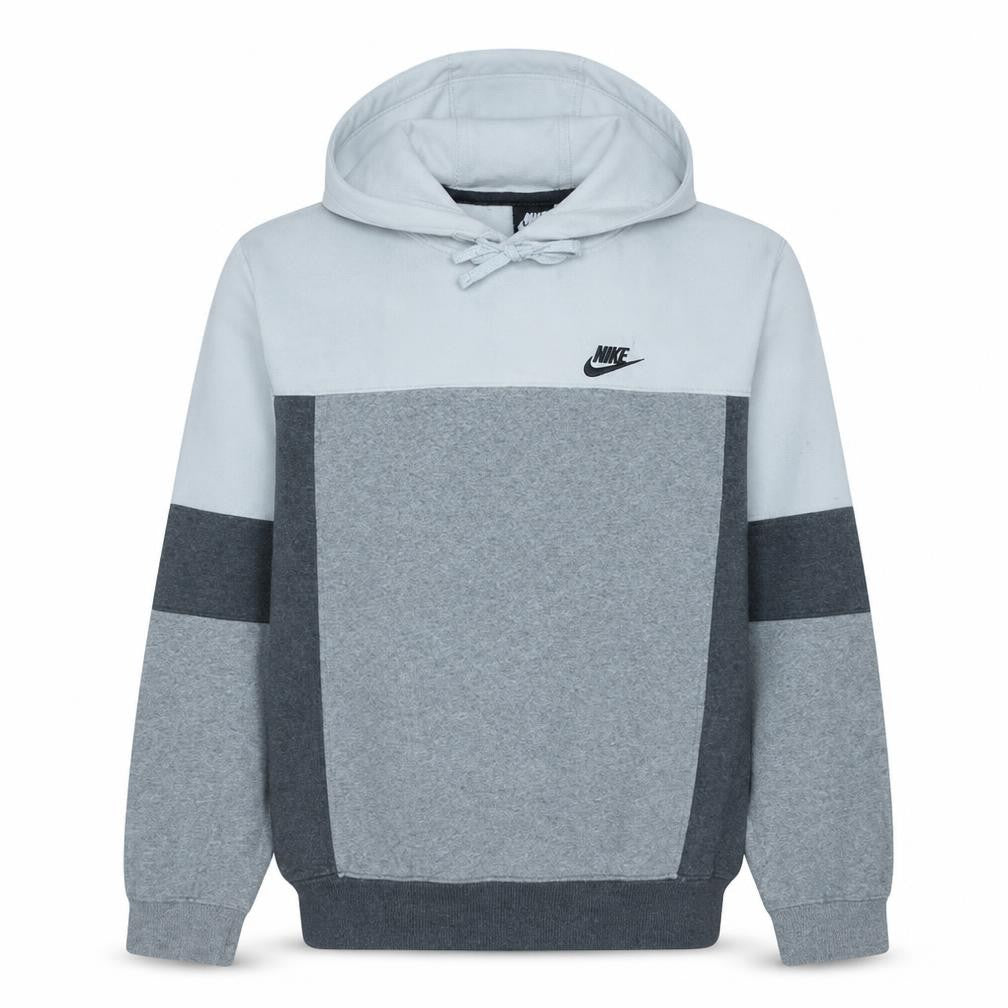 Front view of Nike Men's Grey Pullover Hoodie Small Logo Fleece Sweatshirt